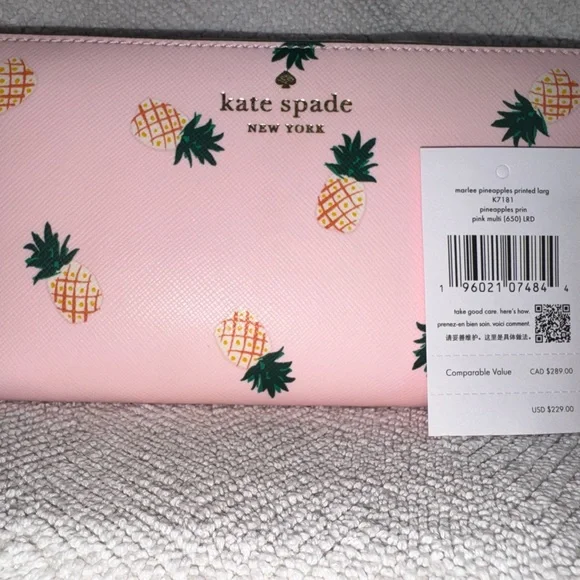 Kate Spade Pink Pineapple Tote, Wallet, and Make-Up Case Set - Picture 13 of 14